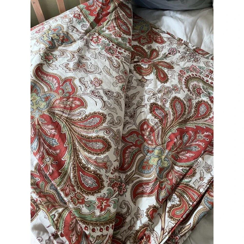 Pottery Barn King Duvet Cover Charlie 100% Organic Cotton Paisley